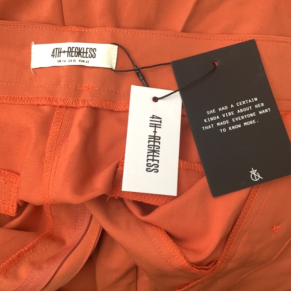 NWT 4th & Reckless Aliane High Waist Wide Leg Trousers Rust Satin color. Size 10 - Picture 5 of 8